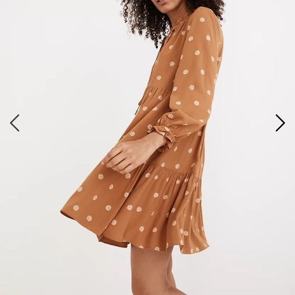 Madewell Tie-Neck Tiered Mini Dress in Bloom Dot ND169 - Picture 2 of 4